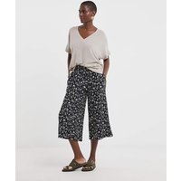Jersey Cropped Wide Leg Culottes Animal Print