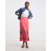 Border Print Midi Wrap Skirt Print