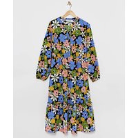Button Down Tiered Midi Dress Floral