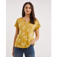 Lace Notch Neck Top Print