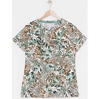 Button Shoulder Jersey Top Floral Print