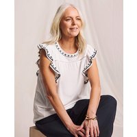 Ruffle Embroidered Sleeve T Shirt