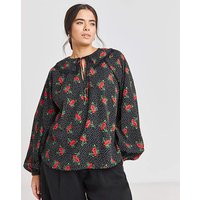 Floral Collared Blouse Floral Print