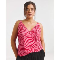 Zebra V Neck Cami Zebra Print Pink