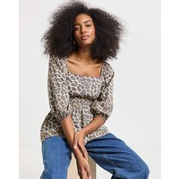 Leopard Square Neck Blouse