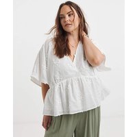 Applique Floral Smock Blouse