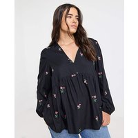 Embroided V Neck Blouse