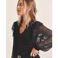 Sheer Tuxedo Detail Blouse