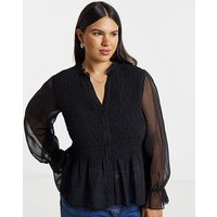 BeShirred Georgette V Neck Blouse