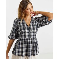 Brushed Cotton Puff Sleeve Tea Blouse