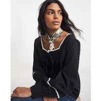 Lace Trim Prairie Blouse