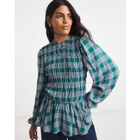 Shirred Long Sleeve Top
