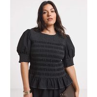 Smocked Poplin Blouse