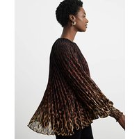 Pleated Chiffon Blouse Leopard