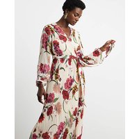 Pleated Wrap Dress Floral Print