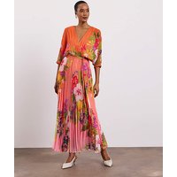 Pleated Maxi Dress Coloured Floral