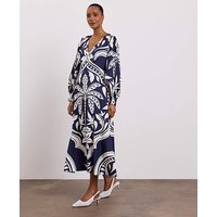Long Sleeve Tea Dress Abstract Print