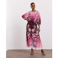 Drop Waist Pleated Skirt Floral