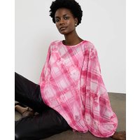 Check Pleated Blouse Stripe