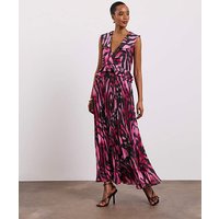 Printed Pleated Dress Zebra Print