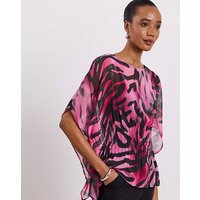 Pleated Seam Blouse Zebra Print