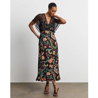 Lace Sleeve Tea Dress Coloured Floral