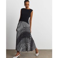 Joanna Hope Chiffon Skirt Jersey Dress Spot Print