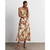 Seam Detail Prom Dress Coloured Floral