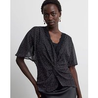 Knot Front Blouse Mono Spot