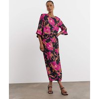 Printed Crepe Column Skirt Multi