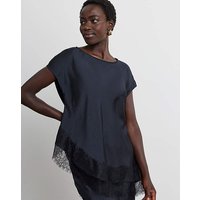 Lace Trim Satin Top