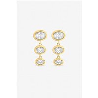 Graduated CZ Bezel Drop Earrings