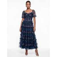 Floral Print Tulle Midaxi Dress
