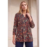 Geometric Floral Pintuck Shirt