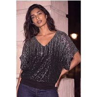 Ombre Mesh Sequin Bar Back Top