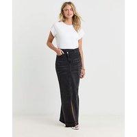 Let Down Hem Maxi Denim Skirt