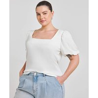 Puff Sleeve Rib T Shirt
