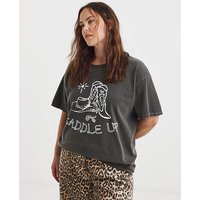 Western Slogan T Shirt Acid Wash 26 28