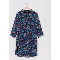 Trapeze Swing Dress Tie Neck Floral