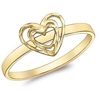 9ct Diamond Cut Open Heart Ring