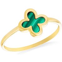 9ct Yellow Gold Clover Malachite Ring