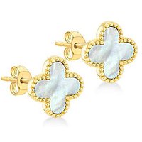 9ct Clover Mother Pearl Stud Earring