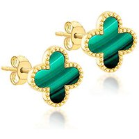 9ct Clover Malachite Stud Earring