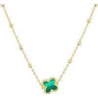 9ct Malachite Clover Necklace Inch
