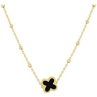 9ct Onyx Clover Necklace Inch