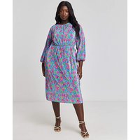 Cut Out Back Plisse Midi Multi Coloured