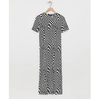 Checkerboard Plisse Midi Dress Check Print
