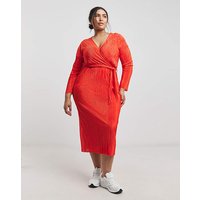 Plisse Wrap Front Midi Dress