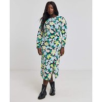 Floral Print Ruched Front Midi Dress Print