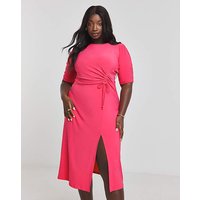 Ruched Sleeve Midi Dress